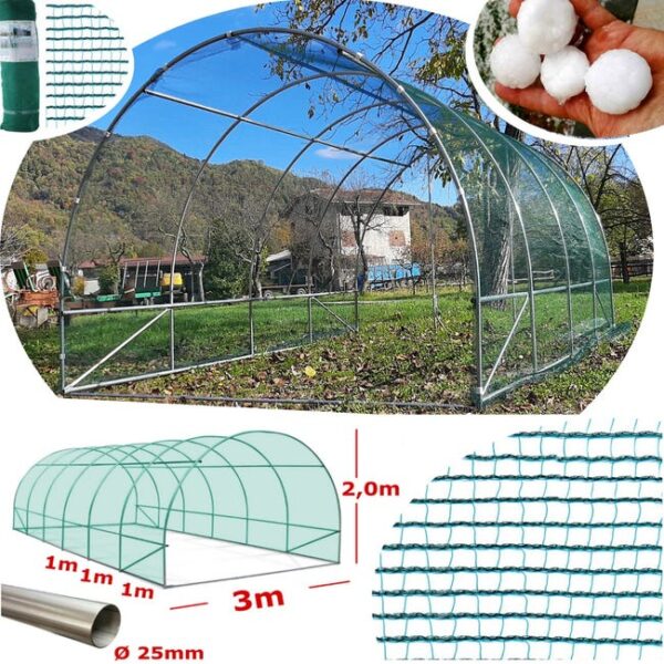 Serre tunnel NetPlus 3x12m avec filet anti-grêle
