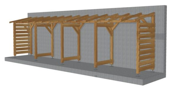 Abri de jardin en bois massif de 8m, non couvert et sans fond, traitement classe 3, Jardinatoire