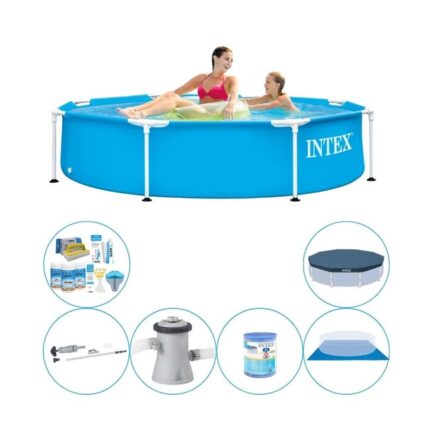 Intex Metal Frame Ronde 244x51 cm - Piscine avec des accessoires