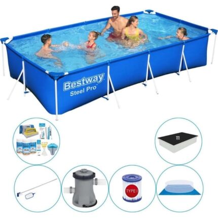 Ensemble de piscine tout en 1 - Bestway Steel Pro Rectangulaire 400x211x81 cm