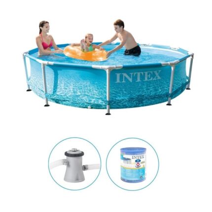 Intex - Metal Frame - Piscine avec pompe de filtration - 305x76 cm - Ronde - Piscine intérieure - Impression à l'eau