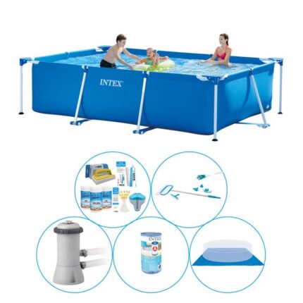 Intex Frame Pool Rectangulaire 300x200x75 cm - 6 pièces - Piscine avec accessoires