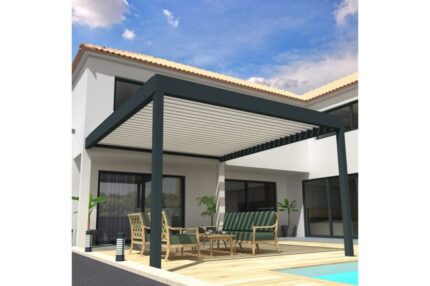 Pergola Bioclimatique COCOON XL Mixte Gris anthracite / Blanc 4,50x6,037m Verin