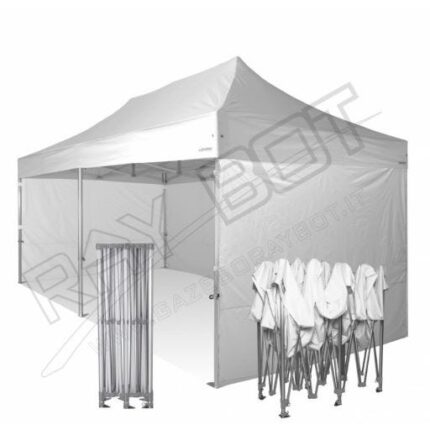 Tente Pliante 4X8 RAY BOT Blanc Alumium 55mm Top Avec BÂches Latérales. Tissu enduit de PVC à 500gr/m² étanche et hydrofuge