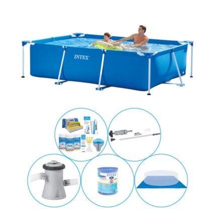 Intex Frame Pool Rectangulaire 260x160x65 cm - 6 pièces - Piscine avec des accessoires