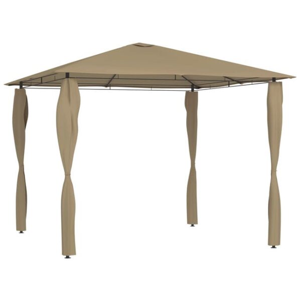 The Living Store - Belvédère avec revêtement de poteaux 3x3x2,6 m Taupe 160 g/m²