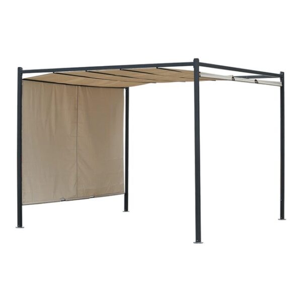 Pergola en acier avec couverture coulissante écru 300x300 cm 250h