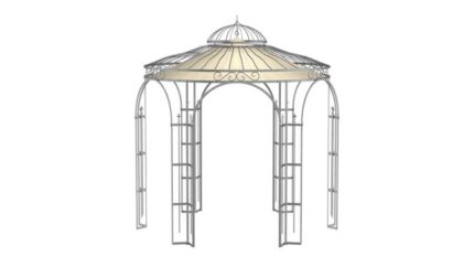 ELEO Milano gloriette magnifique résistante à l'hiver | Avec voile d'ombrage | Tonnelle ronde galvanisé à chaud Ø 2,9 m | Pavillon en fer forgé