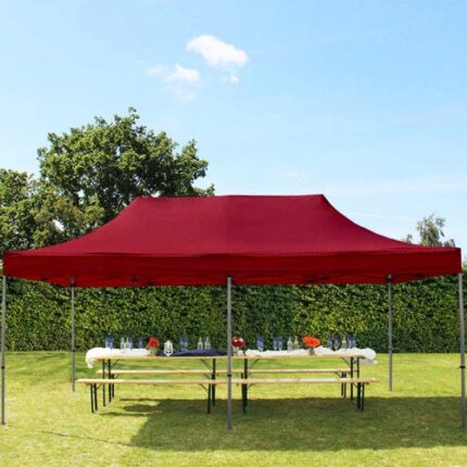 3x6 m Tonnelle Barnum Tente pliante Acier, PES 750, rouge