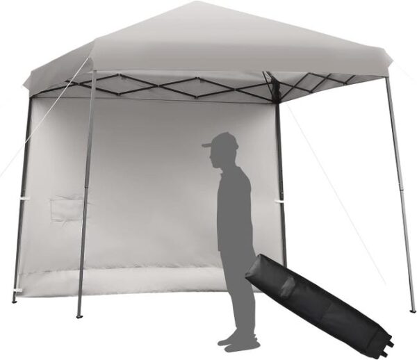 Tonnelle de Jardin Pliable 305x305cm-Assemblage Facile-Barnum Hauteur Réglable à 3 Niveaux-1 Bâche Amovible avec Sac de Transport,Gris