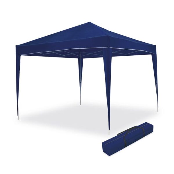 Tonnelle Pliante 3x3 m Classic Bleu - Bâche en Nylon - Protection contre l'eau et le soleil - Piquets et cordes de fixation - Structure en acier
