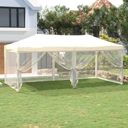 The Living Store - Tente de réception pliable avec parois Crème 3x6 m