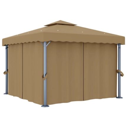 Maison Exclusive - Tonnelle avec rideau 3x3 m Taupe Aluminium