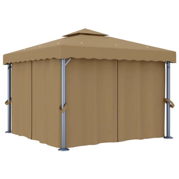Maison Exclusive - Tonnelle avec rideau 3x3 m Taupe Aluminium