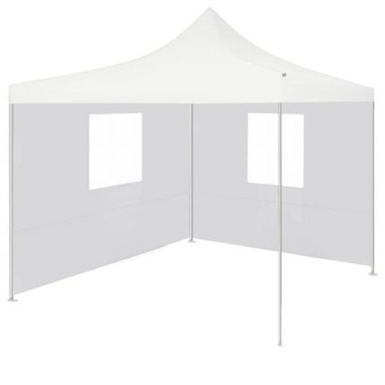 Tonnelle de jardin | Tente de réception pliable avec 2 parois 3x3 m Acier Blanc CFW63809