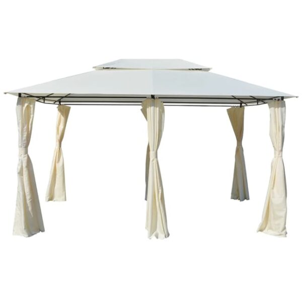 Tonnelle de jardin avec rideaux 4 x 3 m Blanc CFW501134