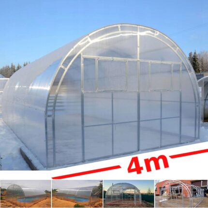 Serre Master 4x8m avec arceaux en treillis et couverture en polycarbonate alvéolaire 6mm