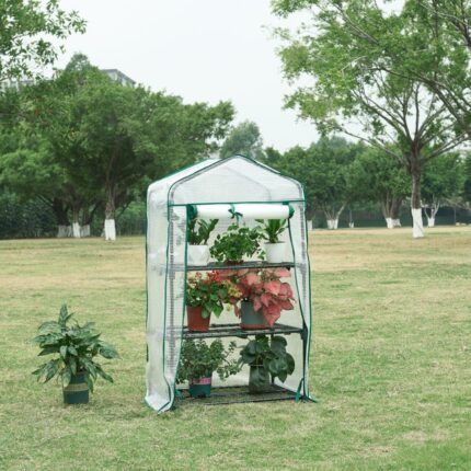 Serre de jardin Chaam à 3 niveaux 125 x 69 x 49 cm blanc [en.casa]