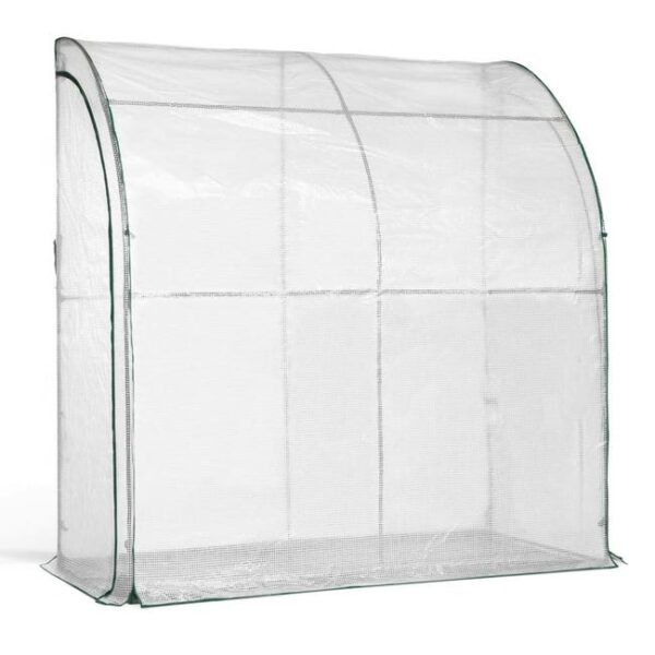 Serre d'Hivernage Murale Adossée 2m² - Protection Plantes, Bâche Polyéthylène, Acier - Porte latérale et tapis de sol - 200 x 200 x 100 - Transparent