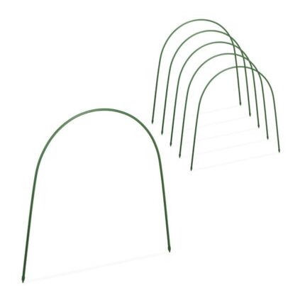 Relaxdays Lot de 6 arches de serre-tunnel, protège vos plantes, H x L : 60 x 62 cm, résistant aux intempéries, vert