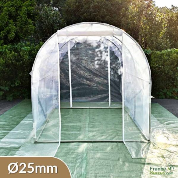 Petite serre tunnel avec deux portes enroulables de 4m² - Ø25mm