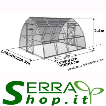 Serre tunnel premium 3x4m avec couverture en polycarbonate alvéolaire 4mm
