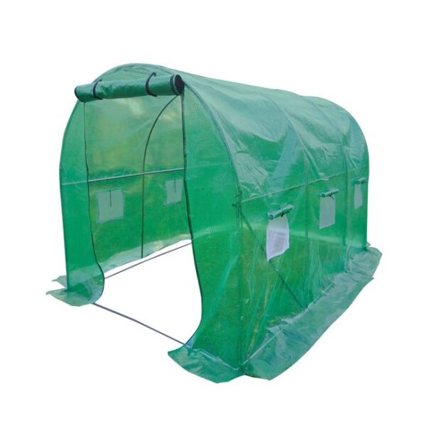 Serre de jardin tunnel 6m²- bâche armée renforcé 3 x 2 x 2m - structure acier - Porte zippée - 6 fenêtres - Pour Toutes Saisons