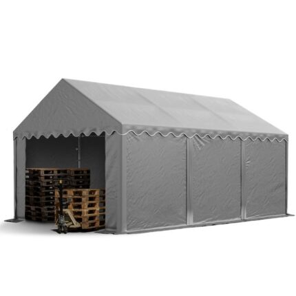 TOOLPORT Tente de stockage 3x6 m Hangar de stockage Abri tente de garage Bâche PVC 700 N étanche à l'eau en gris