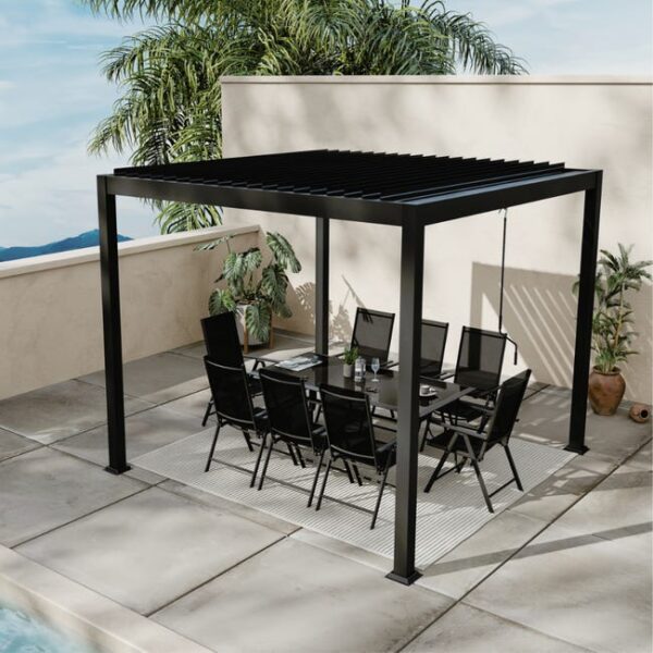 Pergola bioclimatique en acier 3x3m BANES