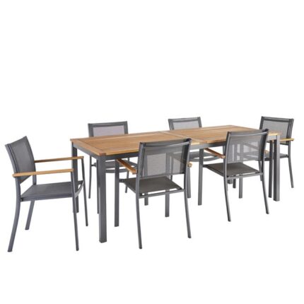 Salon de jardin aluminium gris anthracite Oris fix NATERIAL 6 personnes
