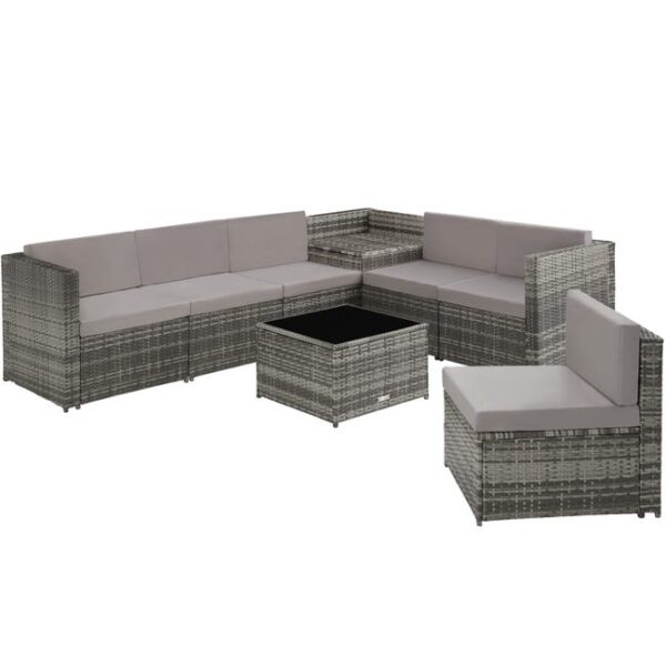 Tectake Salon en rotin Verona - gris