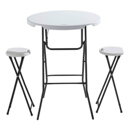 Mange-debout pliable et 2 tabourets pliants