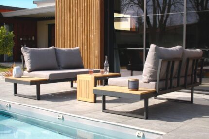 Salon bas de jardin en aluminium Tokyo gris anthracite, 4 personnes - DCB GARDEN