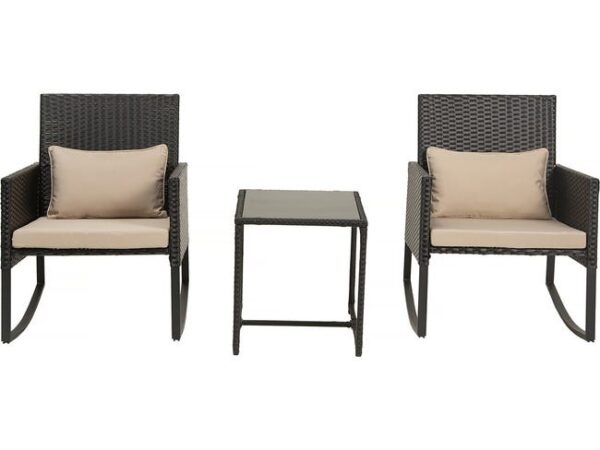 Salon de jardin a bascule en résine tressée "Garden" - Noir