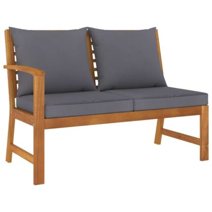 Banc de jardin 114,5 cm avec coussin gris foncé Bois d'acacia vidaXL