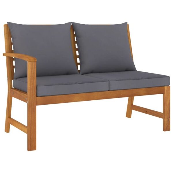 Banc de jardin 114,5 cm avec coussin gris foncé Bois d'acacia vidaXL