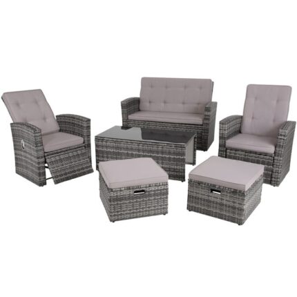 Tectake Salon en rotin Bari - gris