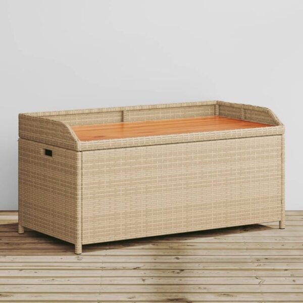 Banc de rangement mélange beige résine tressée et bois d'acacia vidaXL