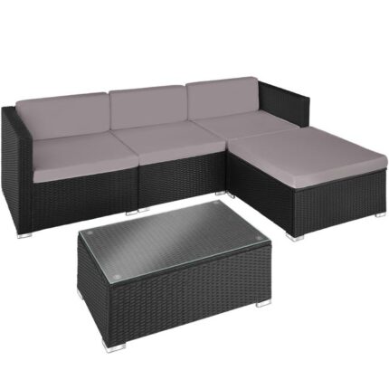 TECTAKE - Canapé de jardin Lounge en rotin Pour 3 à 4 personnes Résistant aux UV