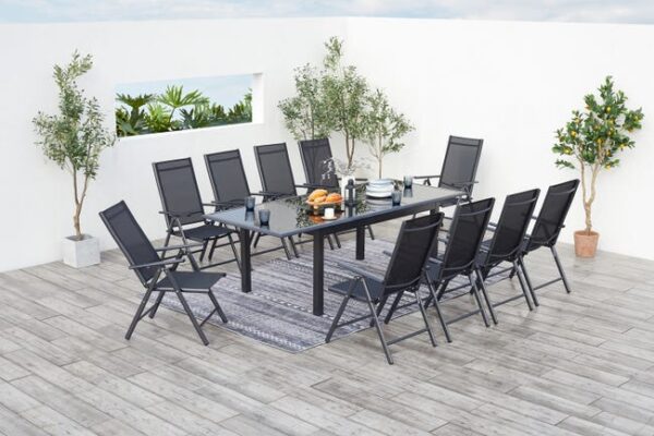 Salon de jardin gris en aluminium 10 personnes RAVENNE