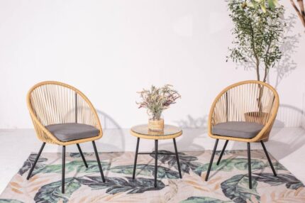 Salon de balcon beige 2 fauteuils et 1 table IPANEMA