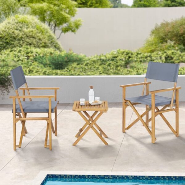 Ensemble de meubles de jardin 3 pièces Capistrello bois d'eucalyptus naturel gris casa.pro