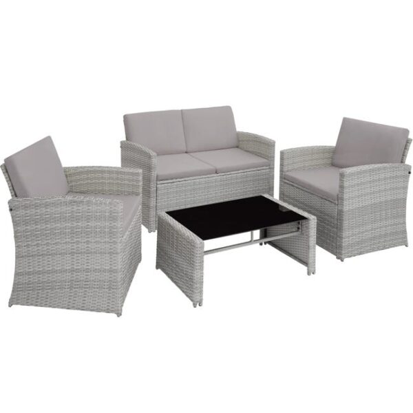 TECTAKE - Canapé de jardin lounge en rotin Pour 4 personnes Résistant aux UV