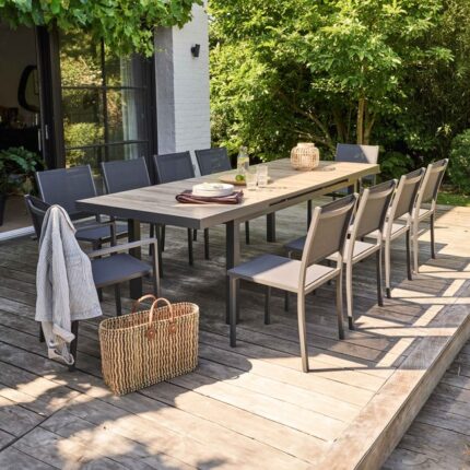 Table de jardin 8 chaises et 2 fauteuils en aluminium et céramique , Tivoli - Oviala
