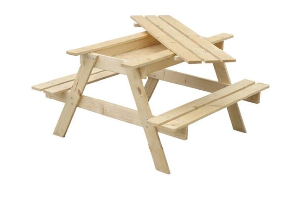 TIMBELA M010-1 Table Enfant pour Le Jardin - Table et Chaise Enfant avec Boite de Rangement - Salon de Jardin Enfant 90x90xH50 cm