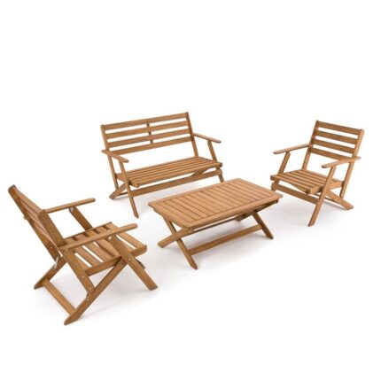 Salon de jardin pliant en acacia, Solara - Acacia - taille unique