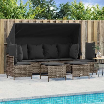 5 pcs Salon de jardin | Mobilier de jardin | Salon d'extérieur avec coussins gris résine tressée CFW13819