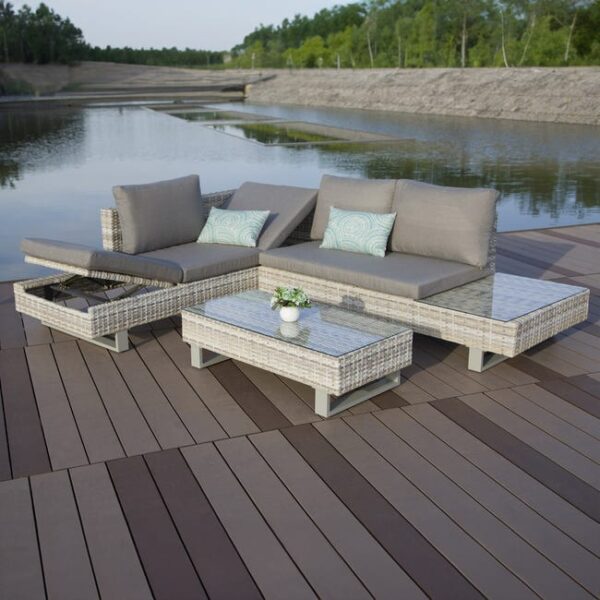 Salon de Jardin Inclinable en Résine Tressée - 5 Places SKYLANTERN