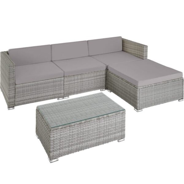 Tectake Canapé de jardin FLORENCE 4 places - gris clair/gris foncé