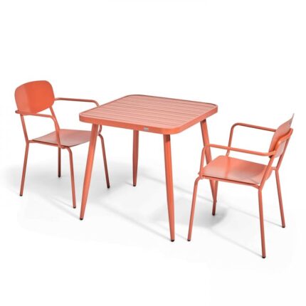 Ensemble table de terrasse et 2 fauteuils en aluminium terracotta , Bristol - Oviala